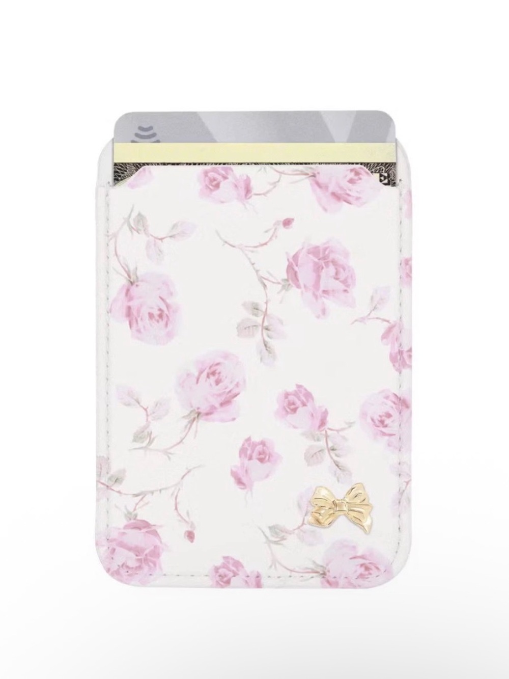 LoveShackFancy – Case-Mate Ribbon Rosa Flora Magnetic Cardholder Sterling Dusk